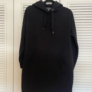 PRIMARK Black Hooded Sweatshirt Dress w Ribbon Tie & Pocket Size 6
